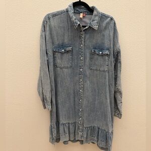 Pilcro Blue Denim Shirt Dress